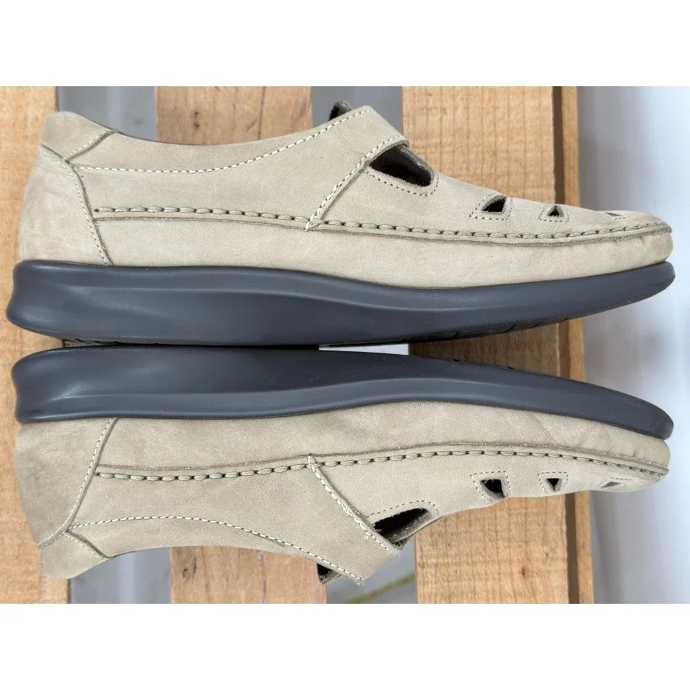 SAS Tripad Comfort Mary Jane Loafers Taupe‎ Nubuck Leather Shoes Womens 7 M USA
